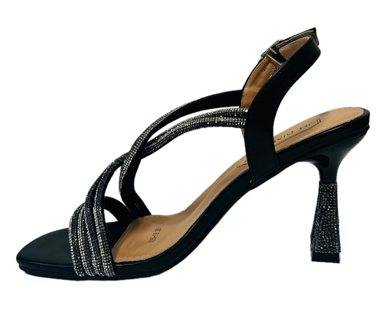 Women's Crossover Diamante Strappy Spool Heel Shoes