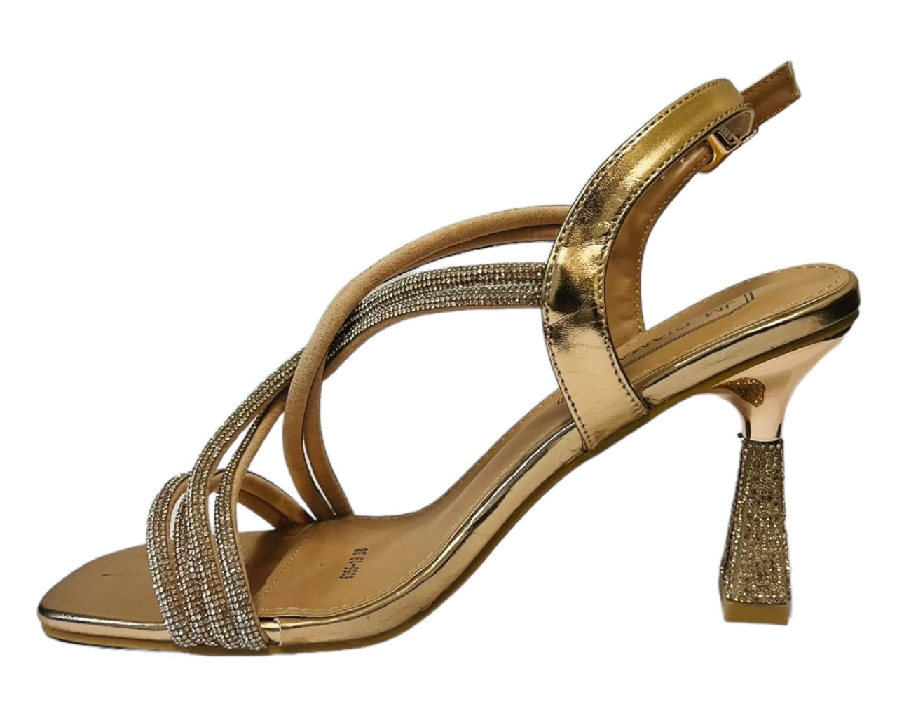 Women's Crossover Diamante Strappy Spool Heel Shoes