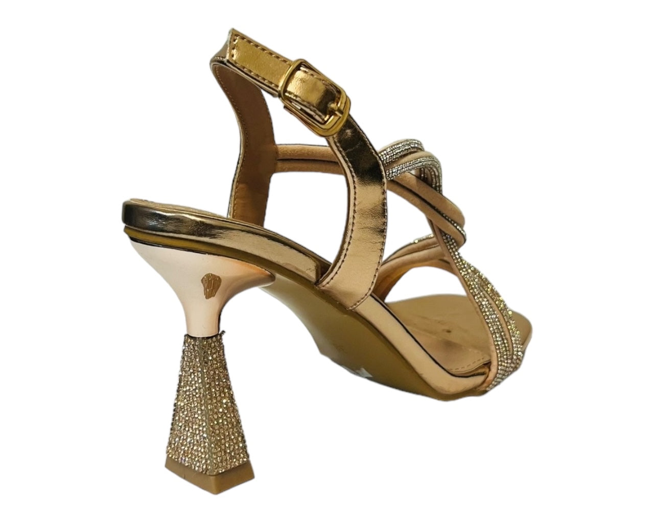 Women's Crossover Diamante Strappy Spool Heel Shoes