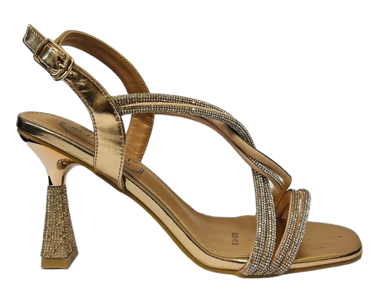 Women's Crossover Diamante Strappy Spool Heel Shoes