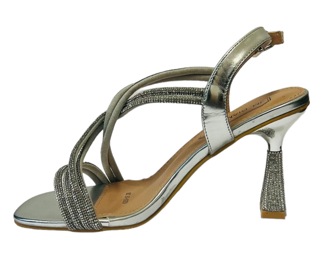 Women's Crossover Diamante Strappy Spool Heel Shoes