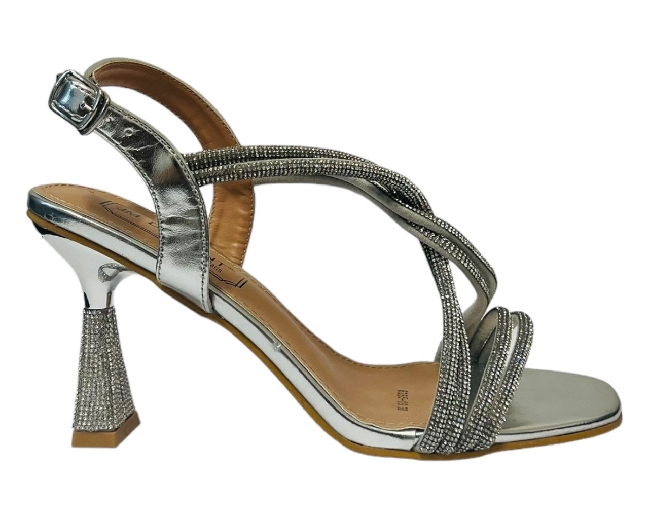Women's Crossover Diamante Strappy Spool Heel Shoes