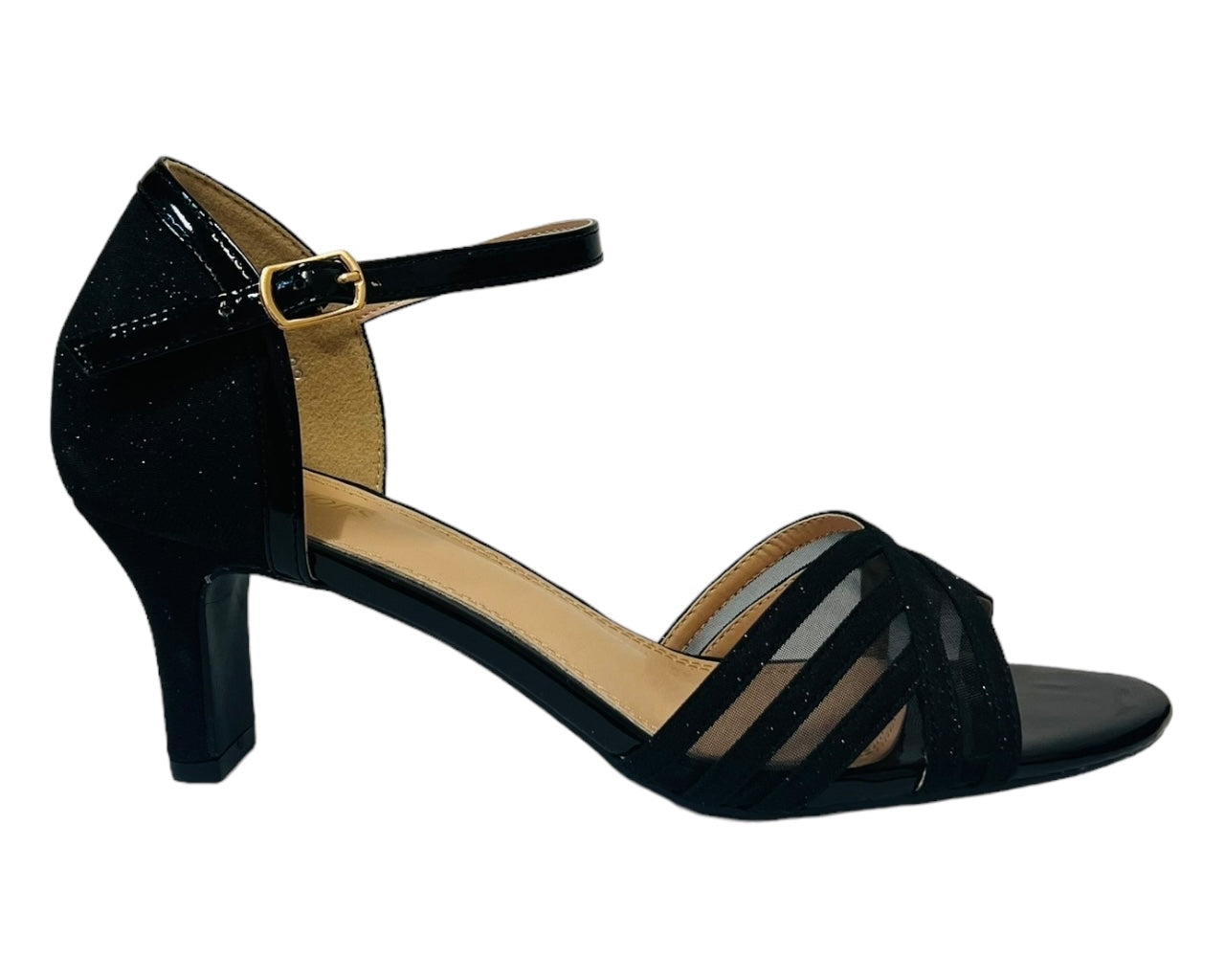 Women's Glitter Ankle Strap Block Heel Wedding Prom Party Fashion Shoes