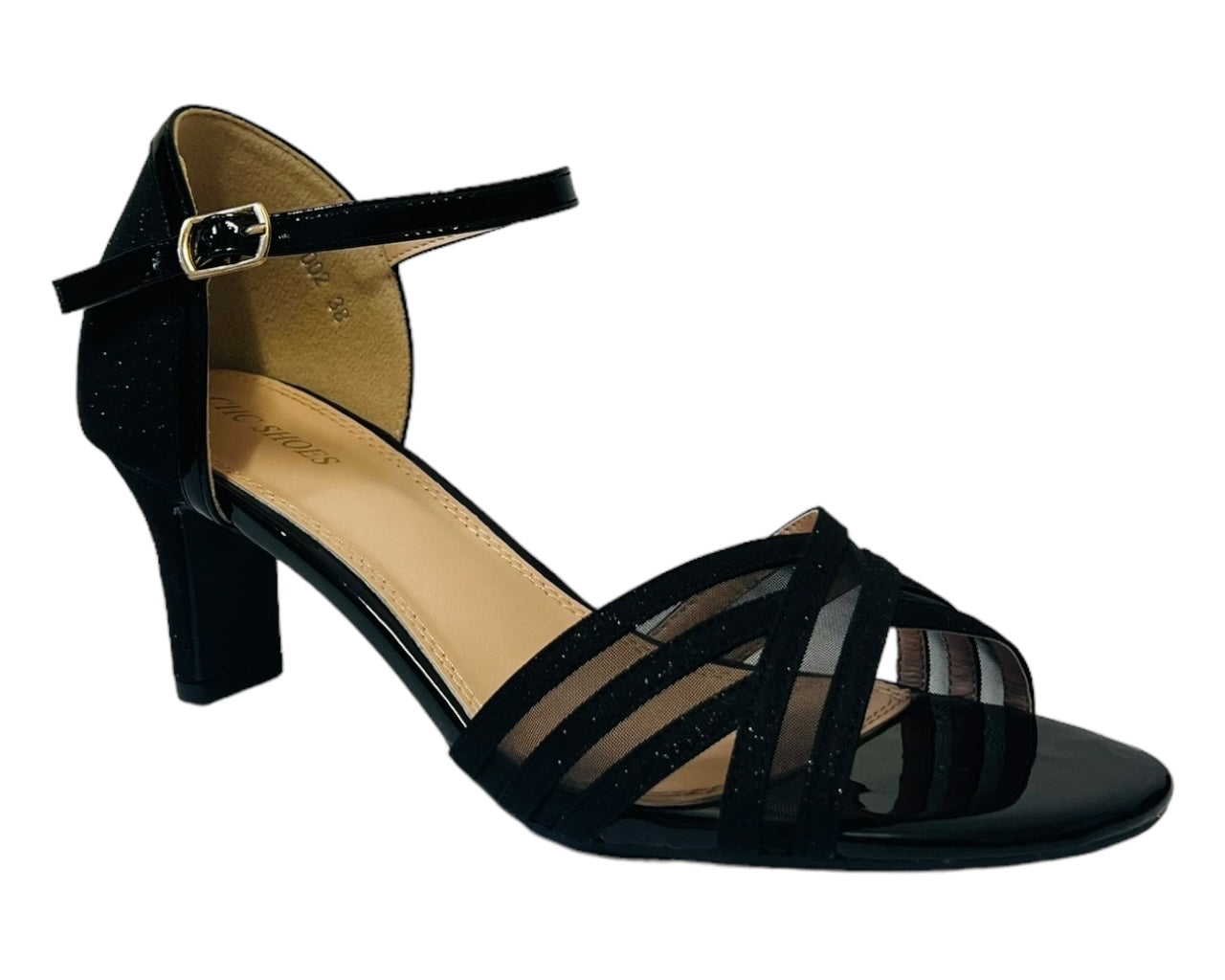 Women's Glitter Ankle Strap Block Heel Wedding Prom Party Fashion Shoes