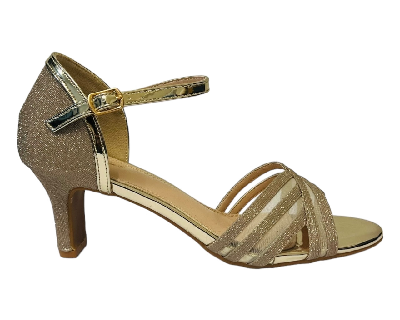Women's Glitter Ankle Strap Block Heel Wedding Prom Party Fashion Shoes