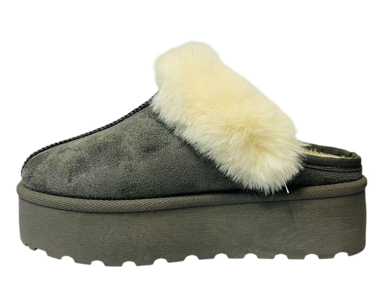 Faux Suede Platform Slip On fur Slippers