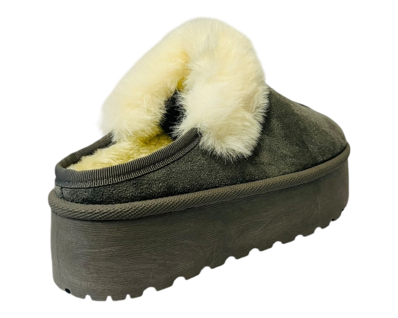 Faux Suede Platform Slip On fur Slippers