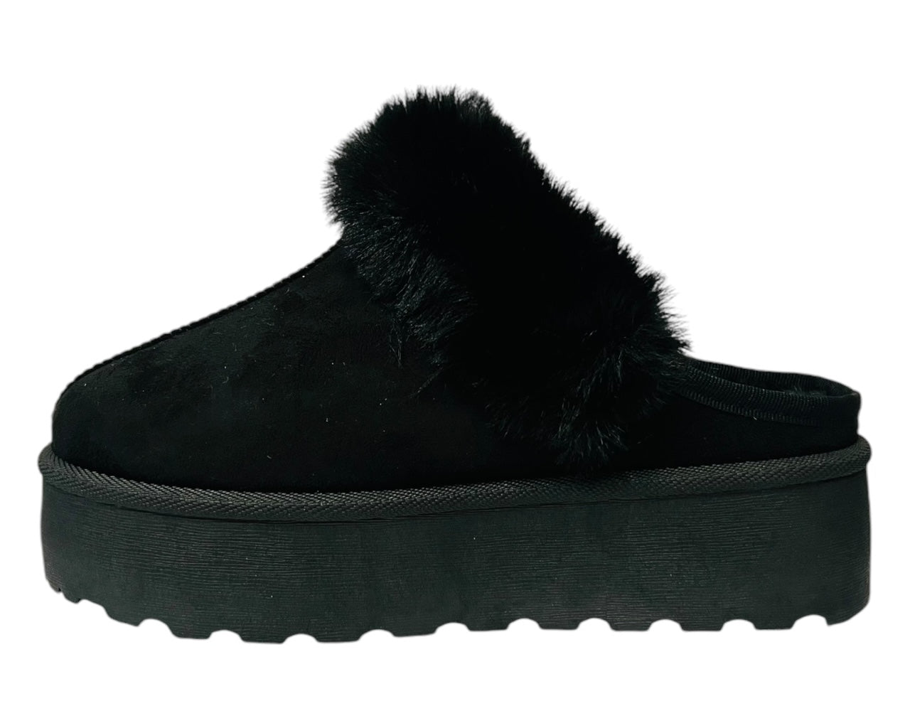 Faux Suede Platform Slip On fur Slippers