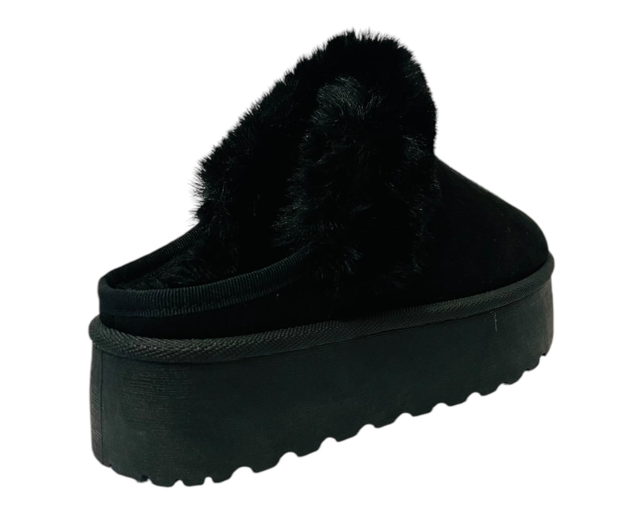 Faux Suede Platform Slip On fur Slippers