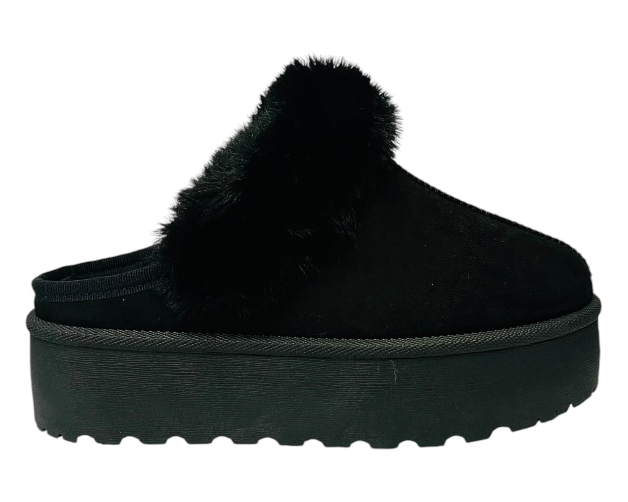 Faux Suede Platform Slip On fur Slippers