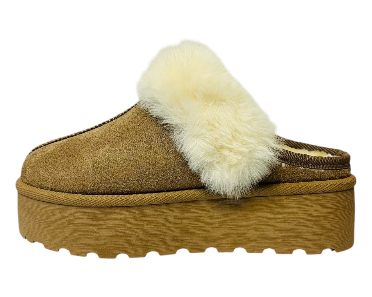 Faux Suede Platform Slip On fur Slippers