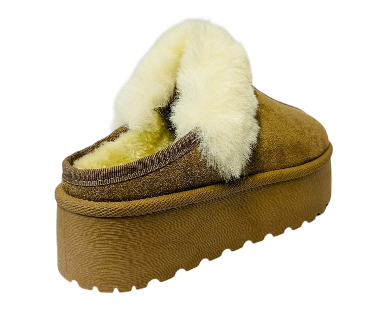 Faux Suede Platform Slip On fur Slippers