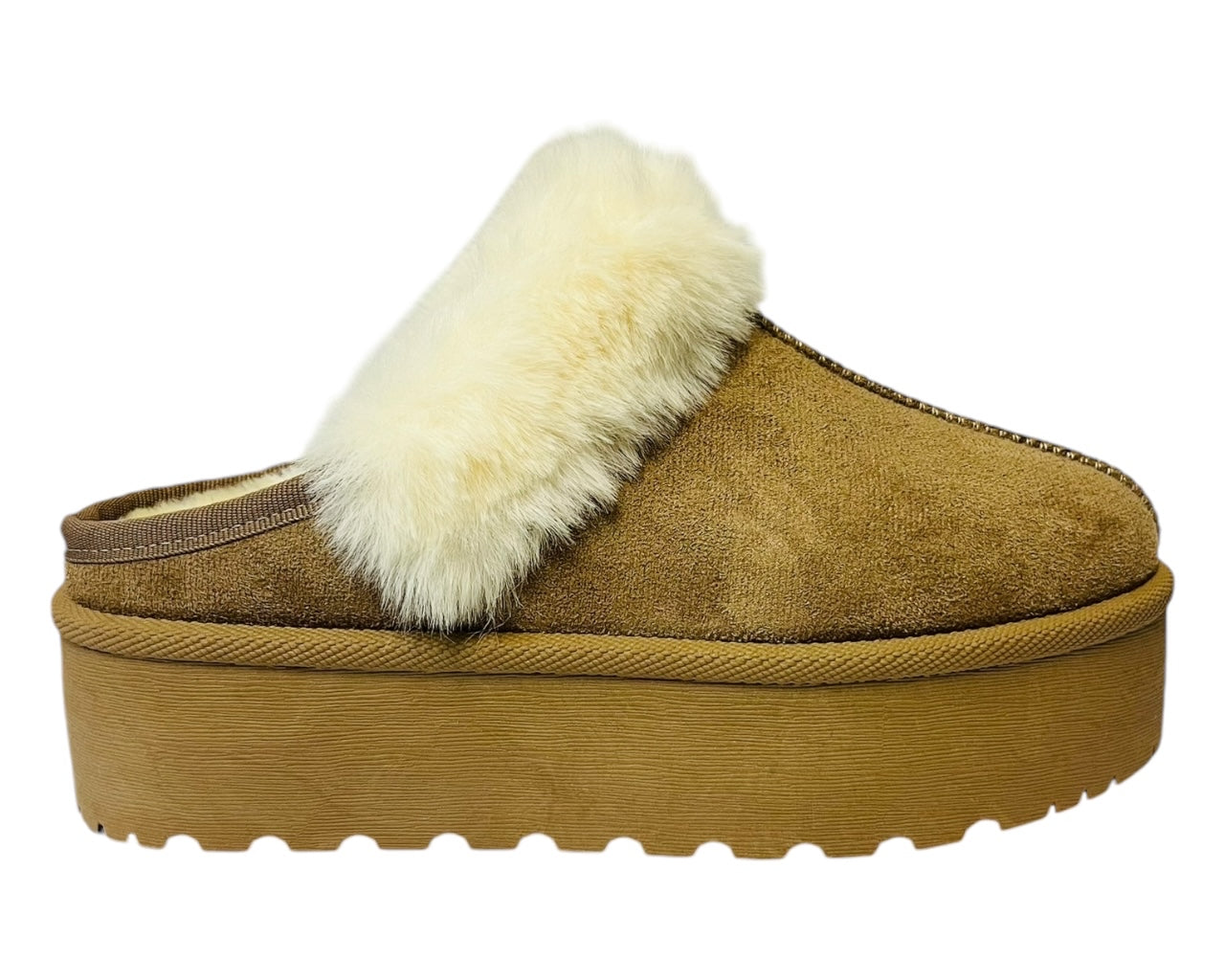 Faux Suede Platform Slip On fur Slippers