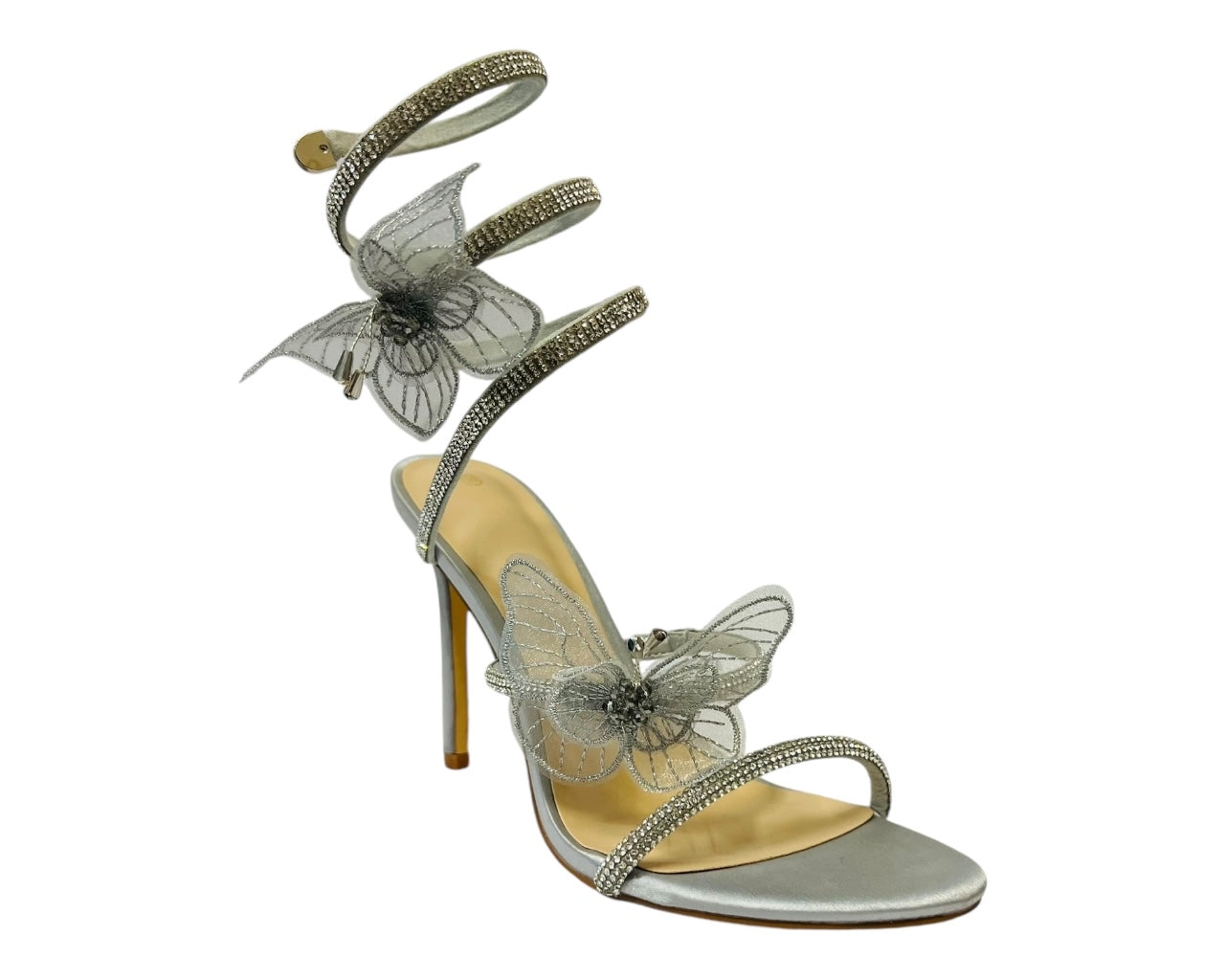 Women's Diamante Snake Butterfly Anklet High Heel Shoes