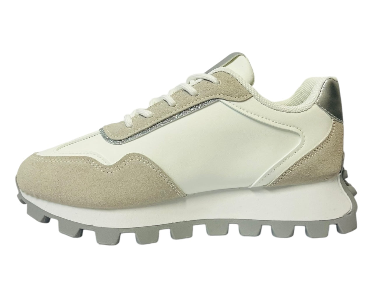 Women's Retro Chunky Sole Lace Up Trainers White