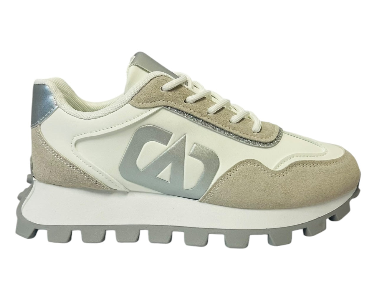 Women's Retro Chunky Sole Lace Up Trainers White