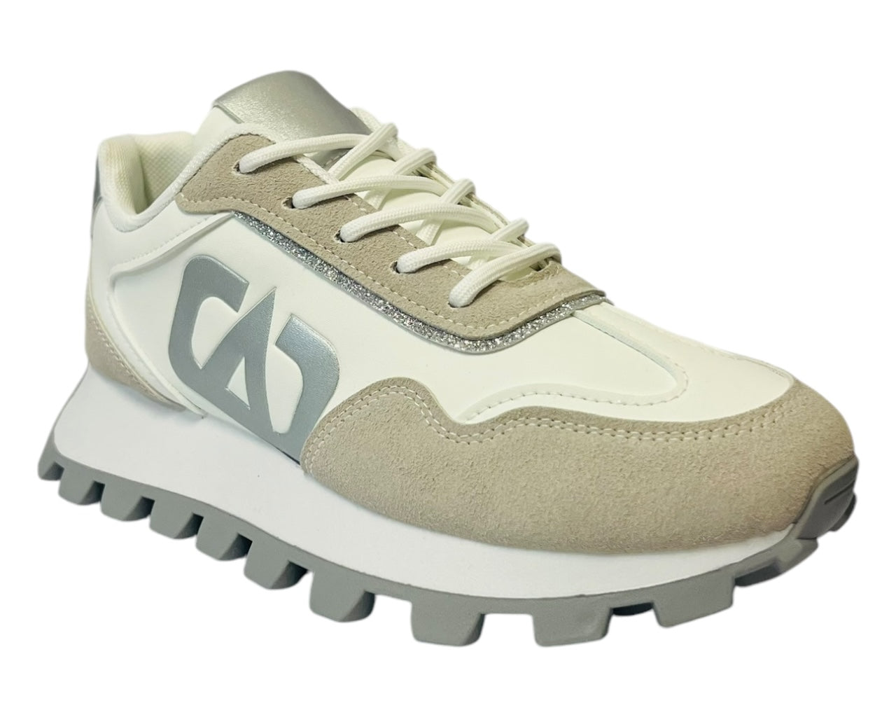 Women's Retro Chunky Sole Lace Up Trainers White