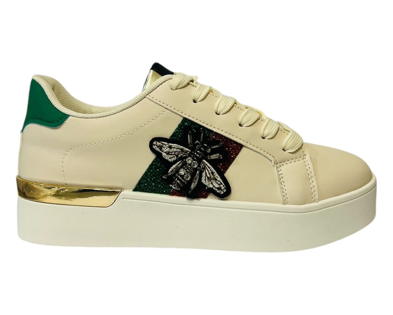 Women's Casual Lace Up Trainers Beige Size 3-8