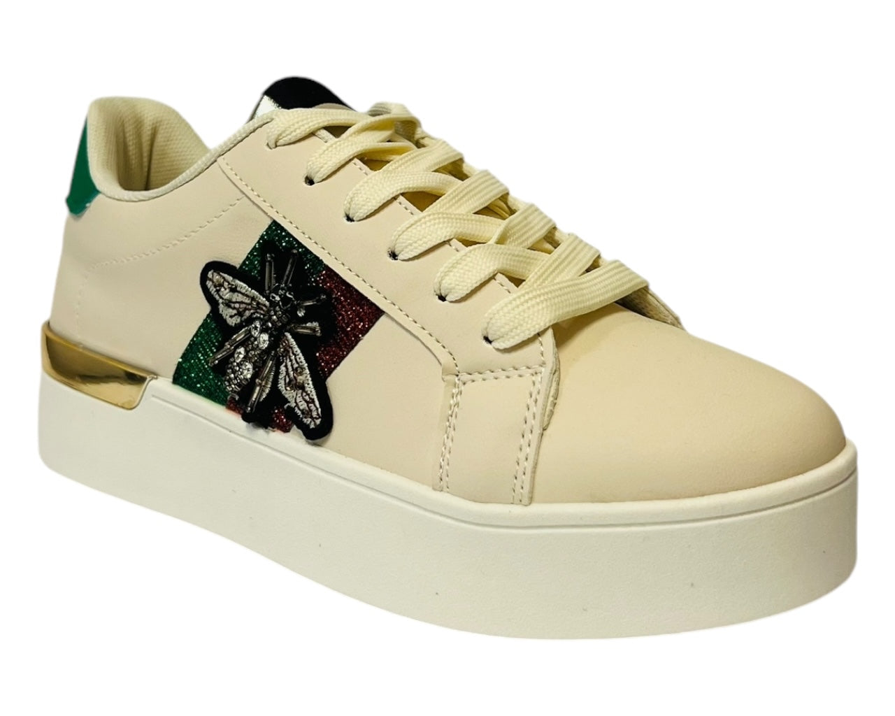 Women's Casual Lace Up Trainers Beige Size 3-8