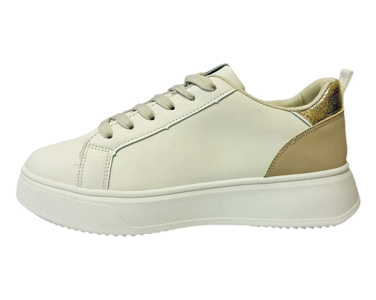 Women's Faux Leather Laser Cut Lace Up Trainers
