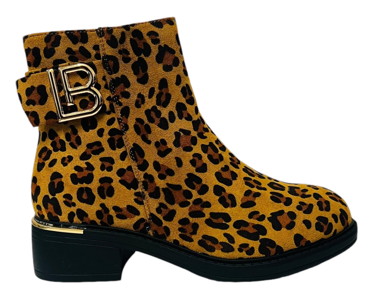 Women's Animal Print Flat Ankle Booties Winter Zipper Boots