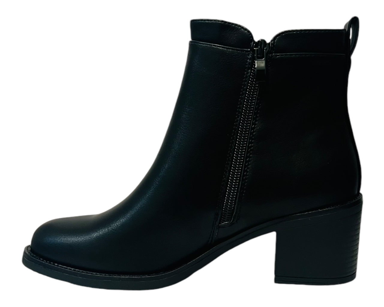 Women's Faux Leather Block Heel Ankle Boots