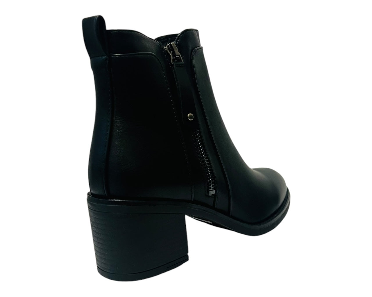 Women's Faux Leather Block Heel Ankle Boots