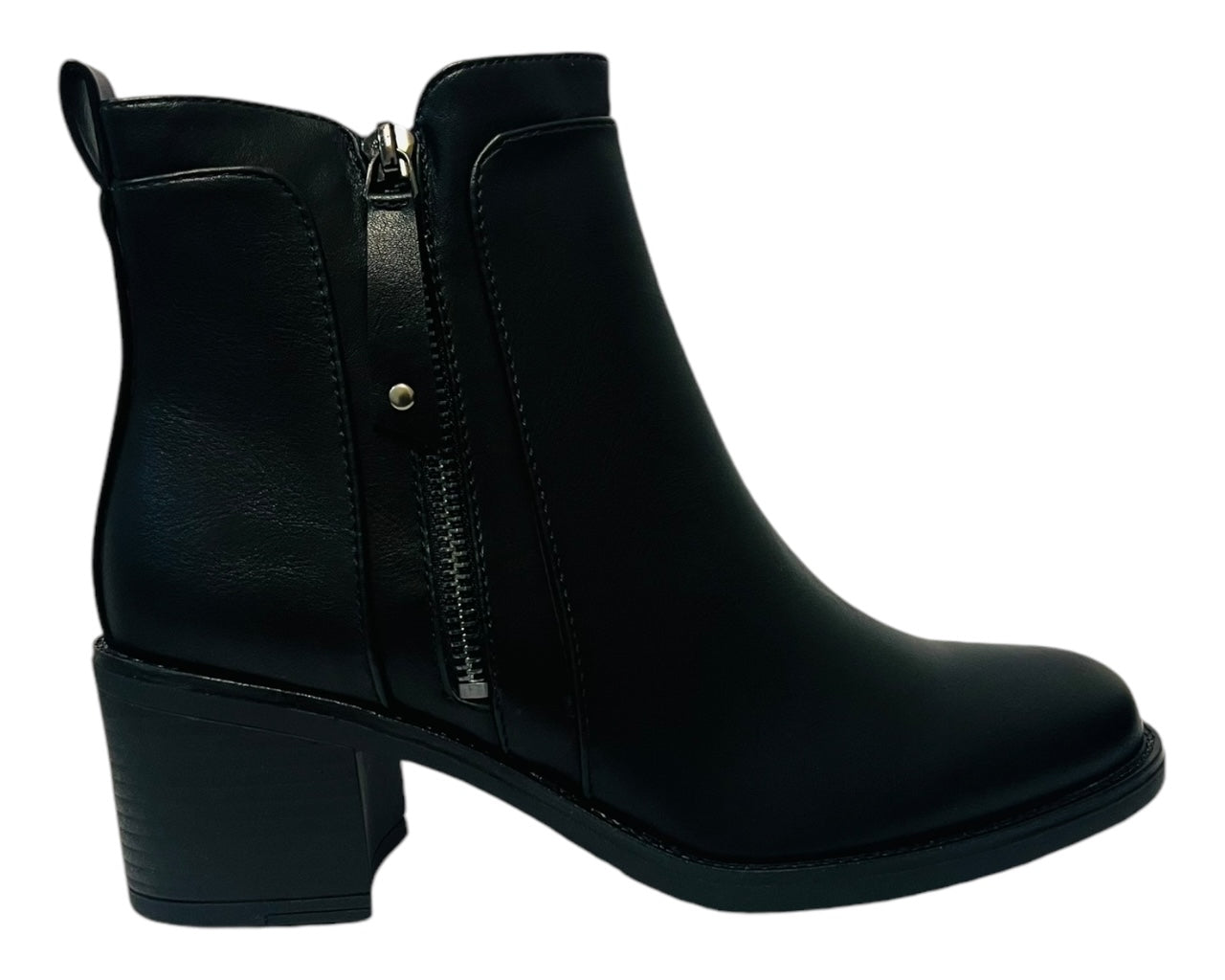 Women's Faux Leather Block Heel Ankle Boots
