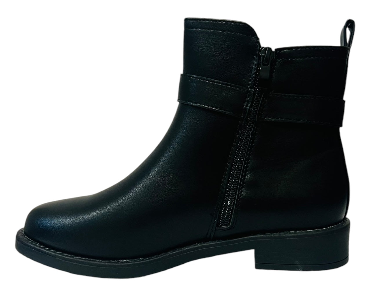 Women's Faux Leather Flat Sole Ankle Boots