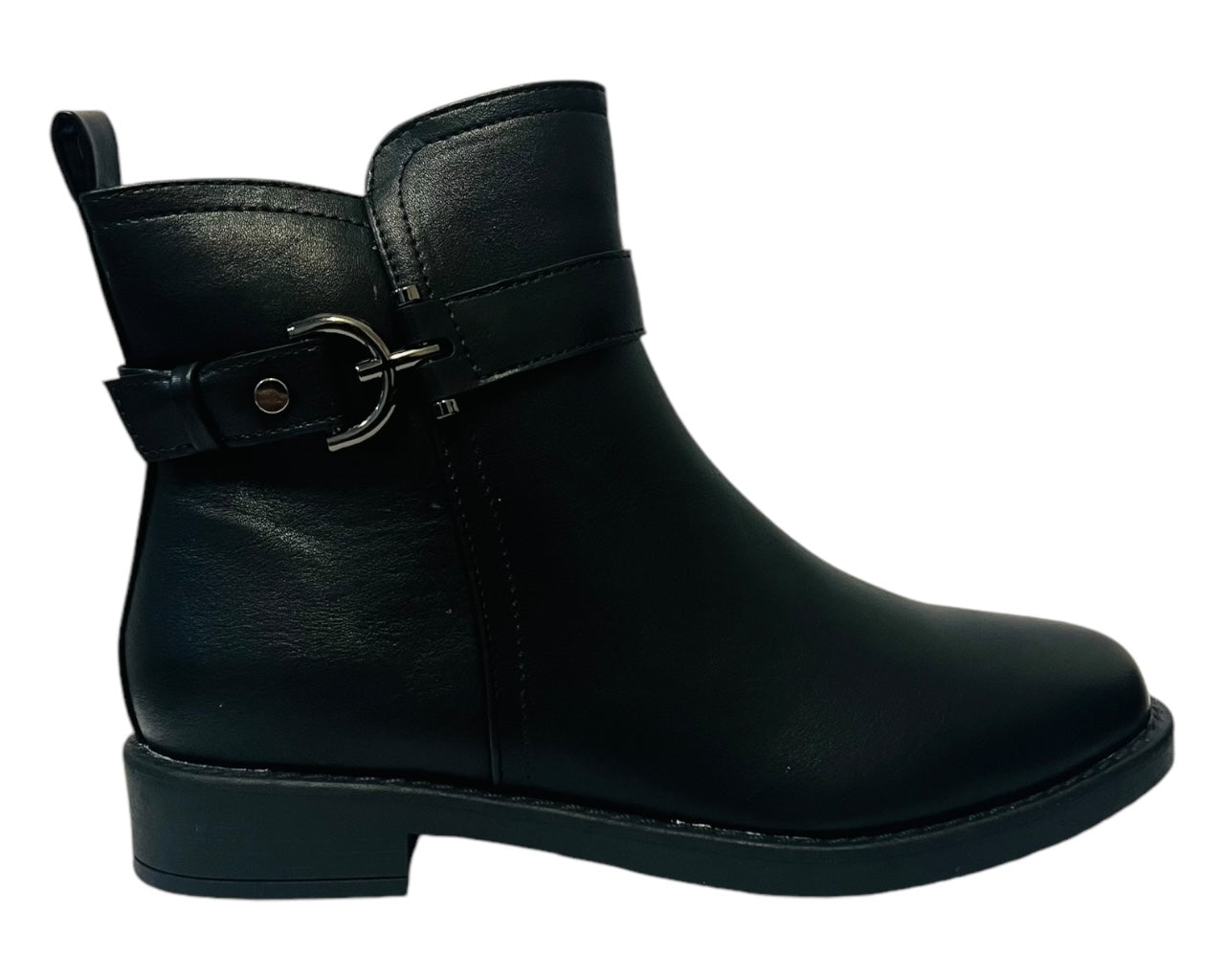 Women's Faux Leather Flat Sole Ankle Boots