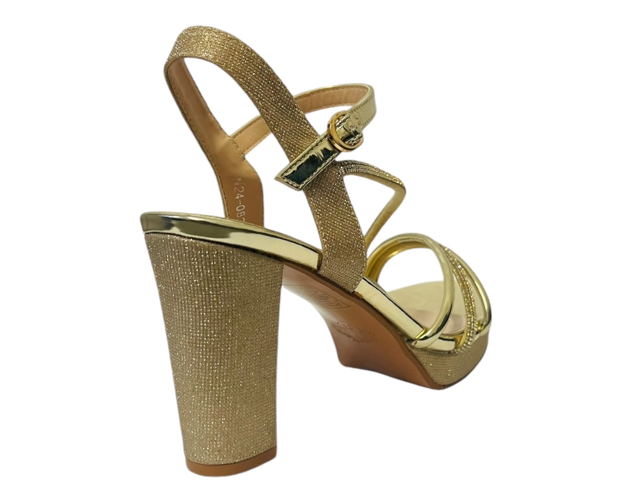 Ankle Strap Diamante Block Heel Shoes