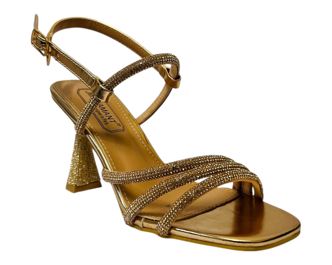 Women's Diamante Strappy Spool Heel Shoes