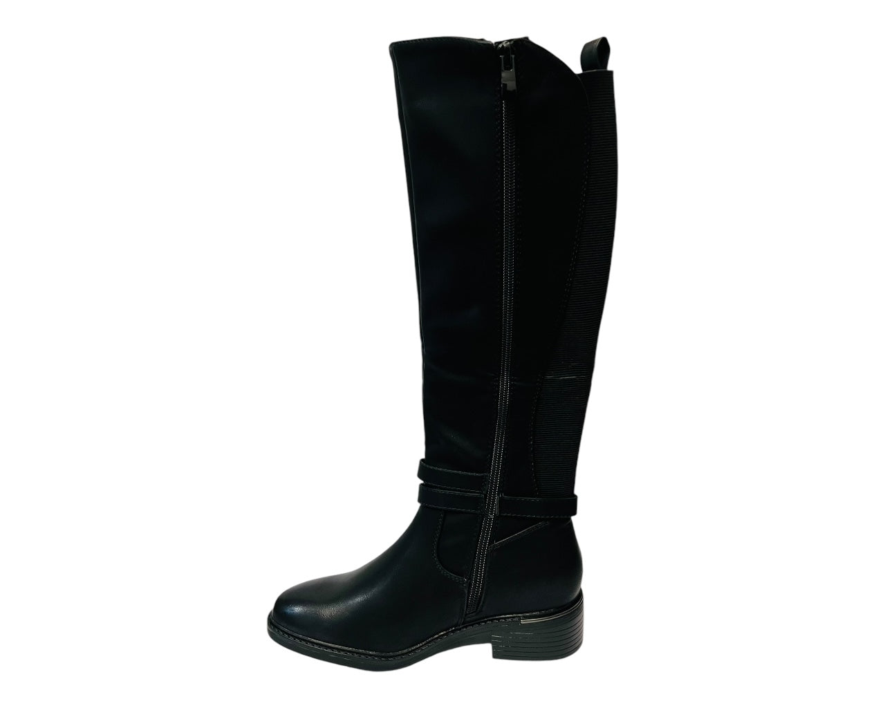 Women's JM 22-0869 Faux Leather Knee High Stretch Boots Black