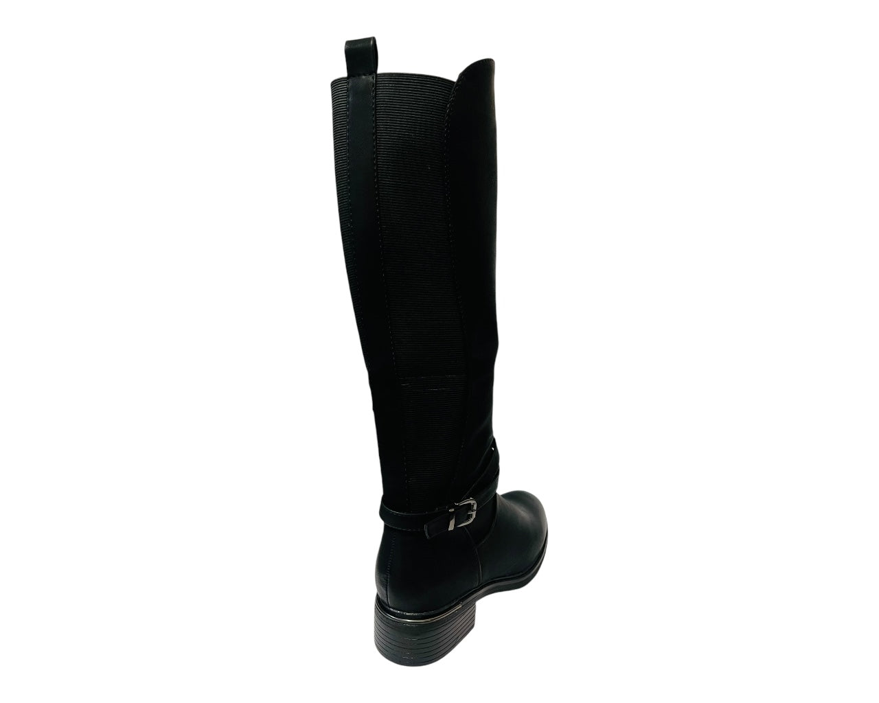 Women's JM 22-0869 Faux Leather Knee High Stretch Boots Black