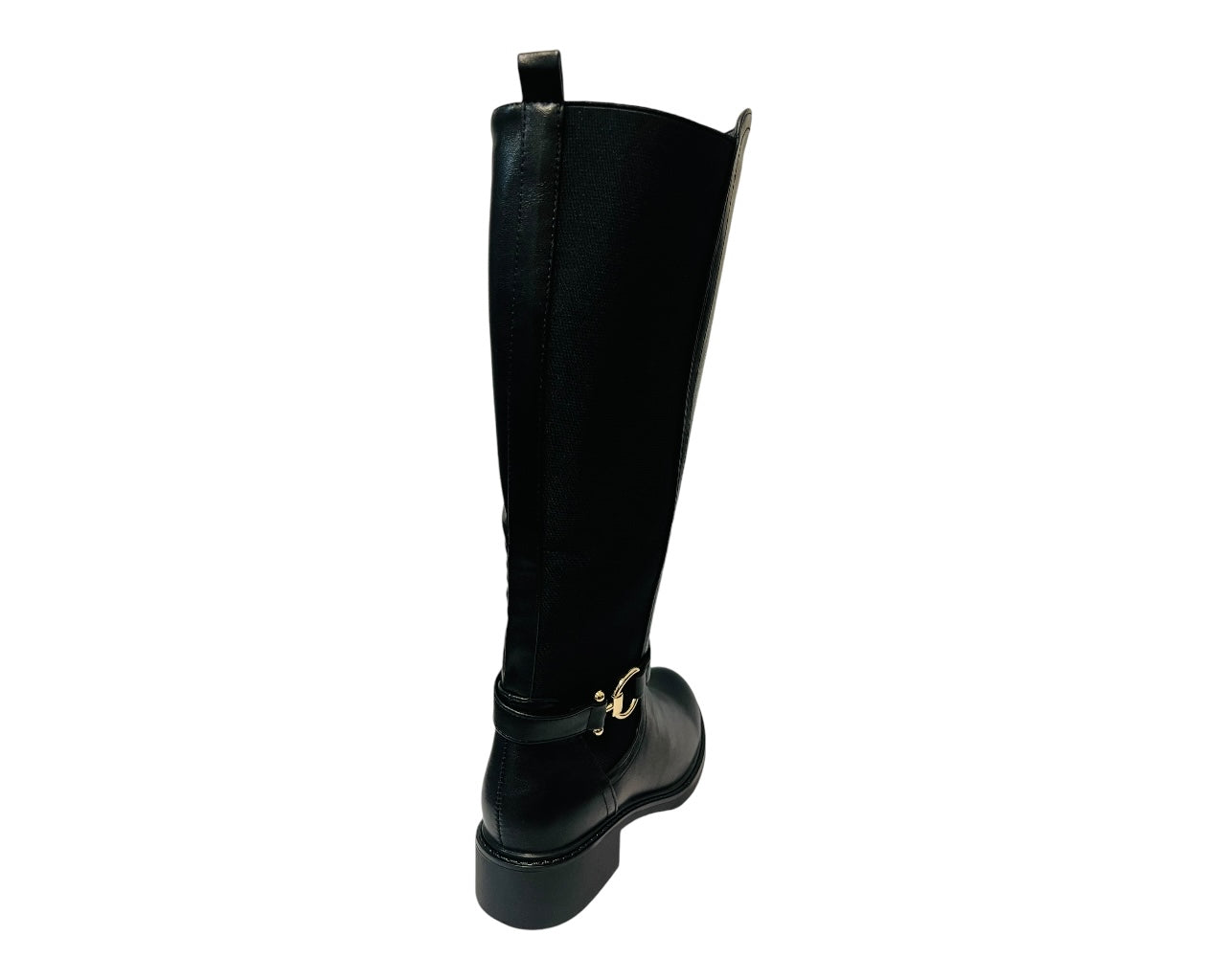 Women's RQ-51 Faux Leather Knee High Stretch Zip Boots Black