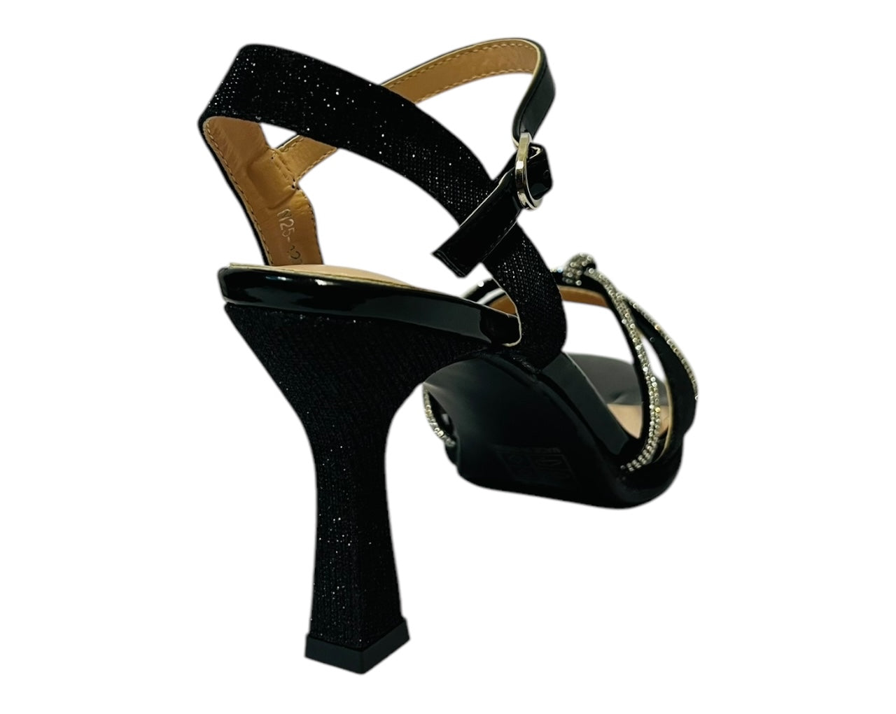 Women's Rhinestone Glitter Ankle Strap Spool Heel Shoes