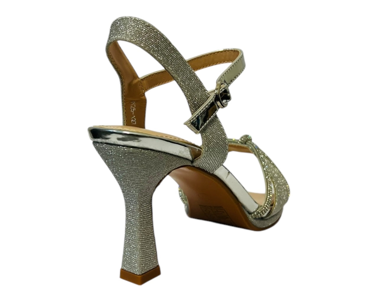 Women's Rhinestone Glitter Ankle Strap Spool Heel Shoes