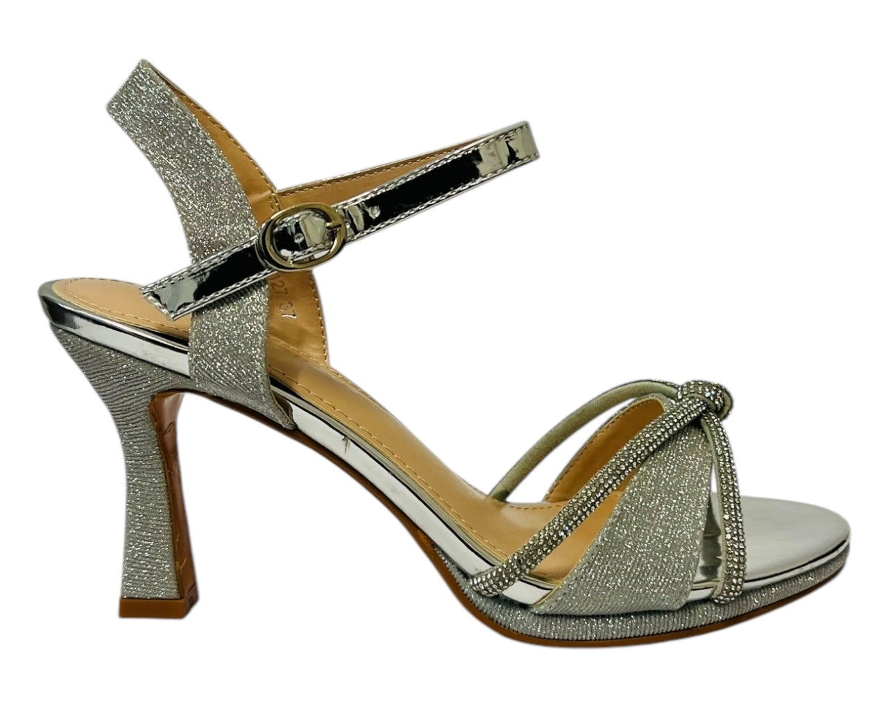 Women's Rhinestone Glitter Ankle Strap Spool Heel Shoes