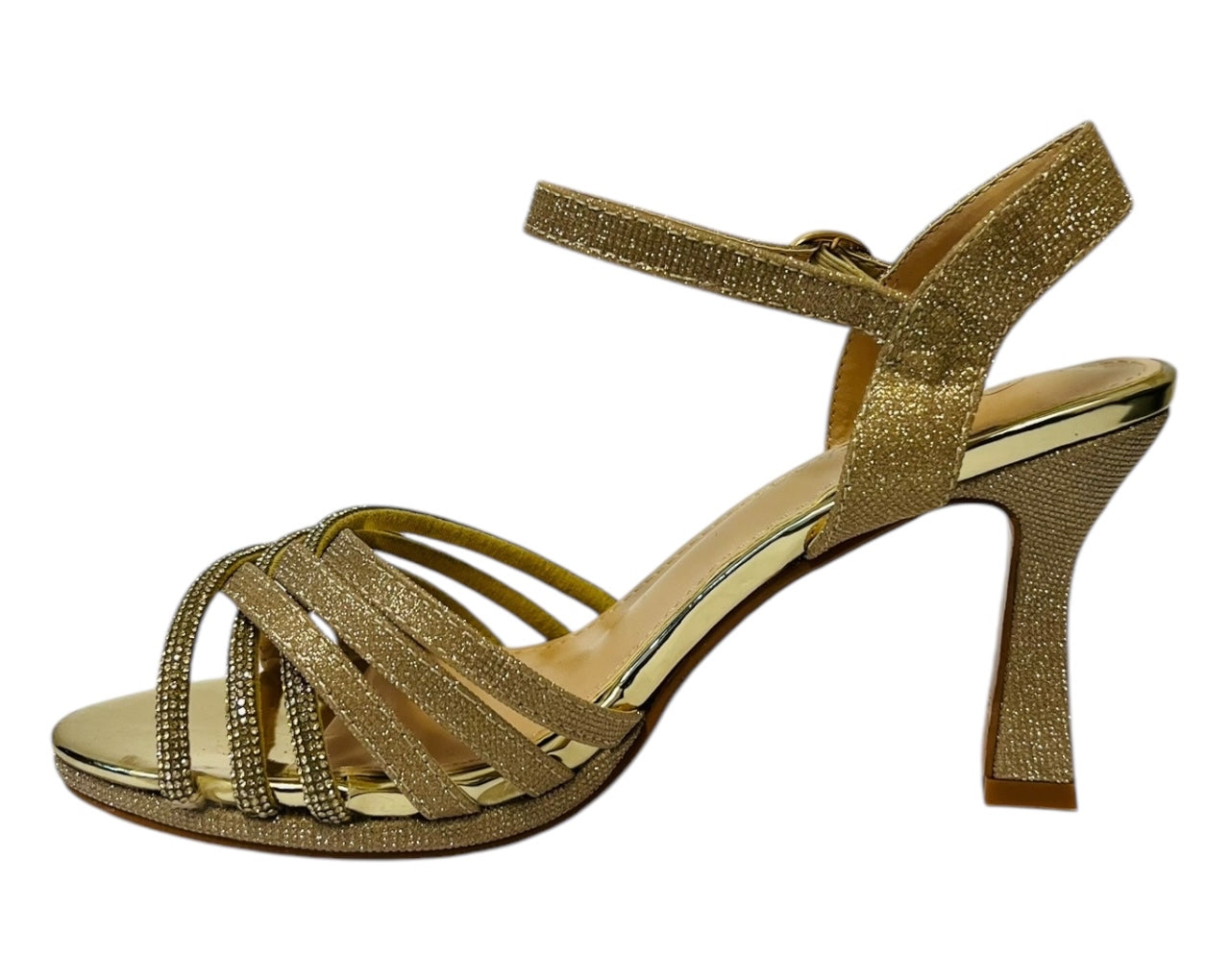 Women's Crossover Rhinestone Glitter Strap Open Toe Shoes