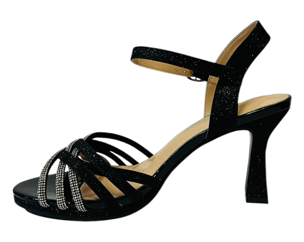 Women's Crossover Rhinestone Glitter Strap Open Toe Shoes