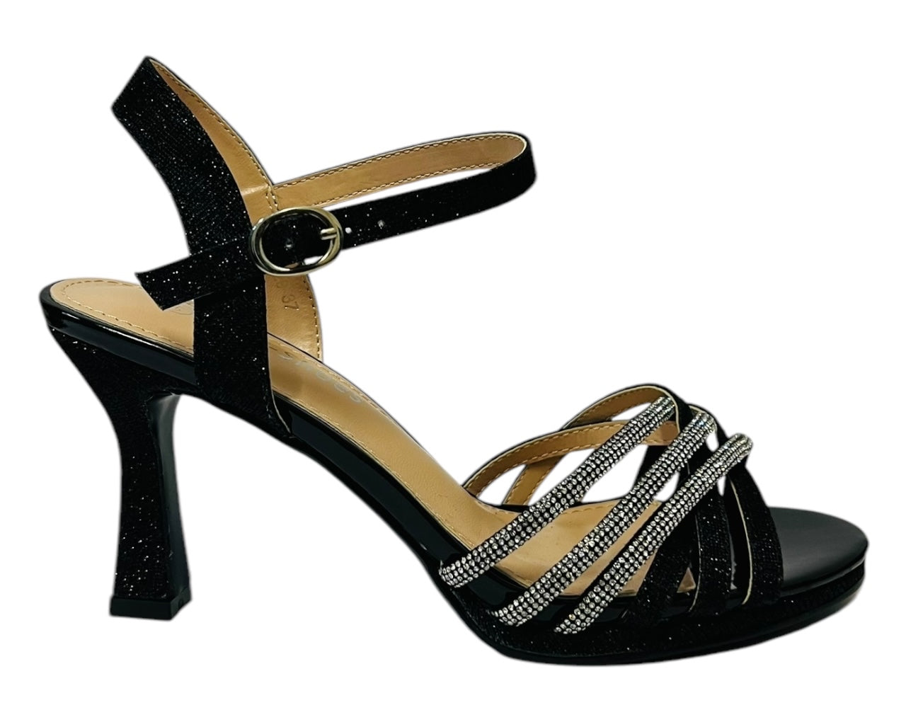 Women's Crossover Rhinestone Glitter Strap Open Toe Shoes