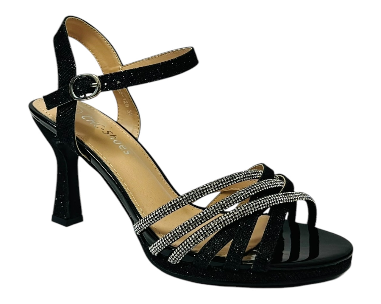 Women's Crossover Rhinestone Glitter Strap Open Toe Shoes