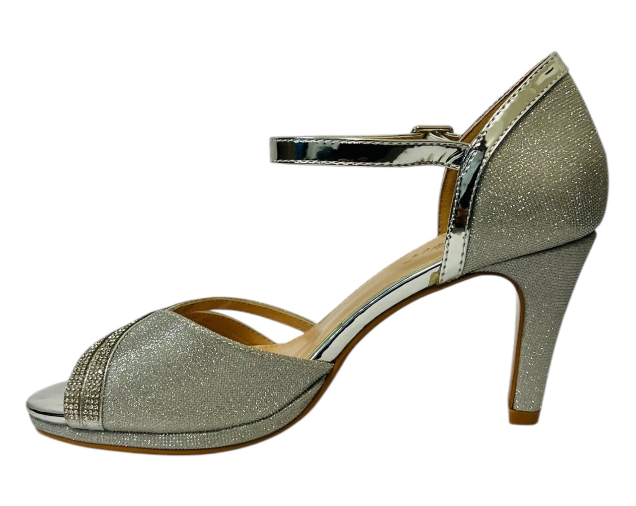 Women's Rhinestone Glitter Ankle Strap Stiletto Heel Shoes