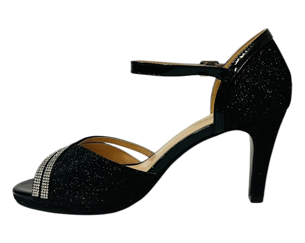 Women's Rhinestone Glitter Ankle Strap Stiletto Heel Shoes