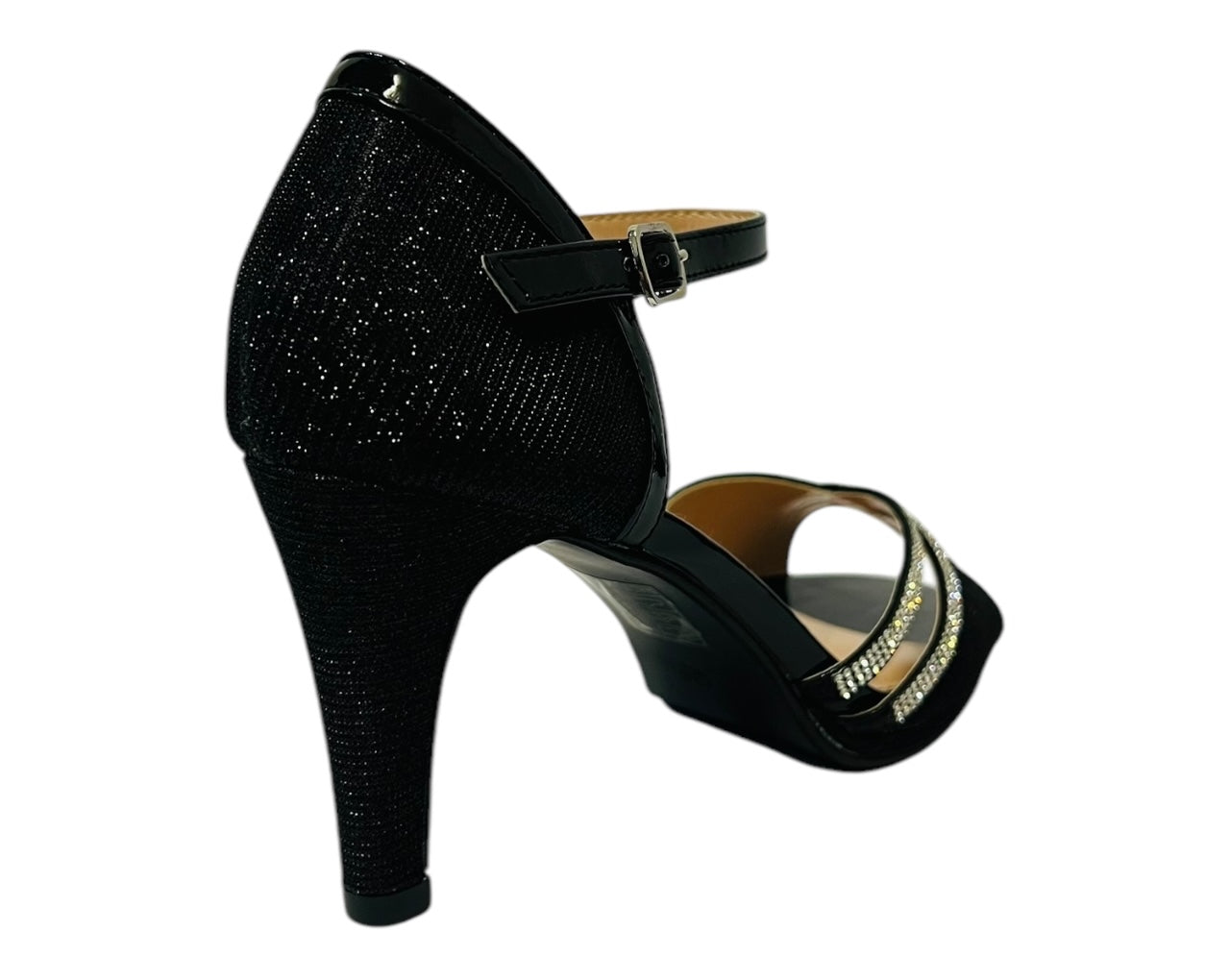 Women's Rhinestone Glitter Ankle Strap Stiletto Heel Shoes