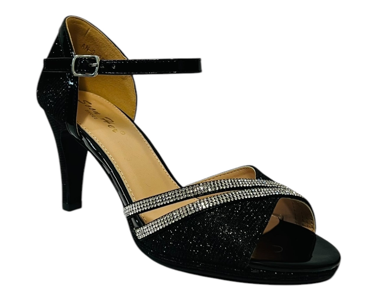 Women's Rhinestone Glitter Ankle Strap Stiletto Heel Shoes