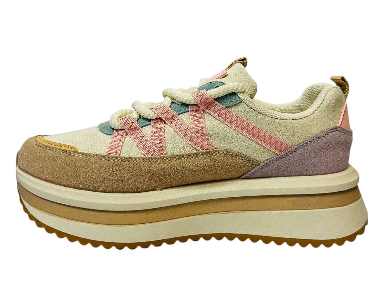 Women's Platform Faux Leather Lace Up Trainers
