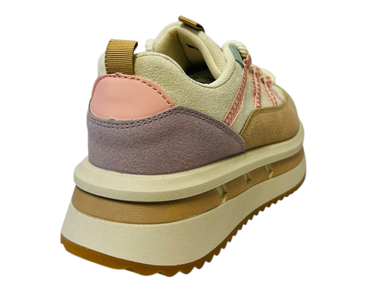 Women's Platform Faux Leather Lace Up Trainers