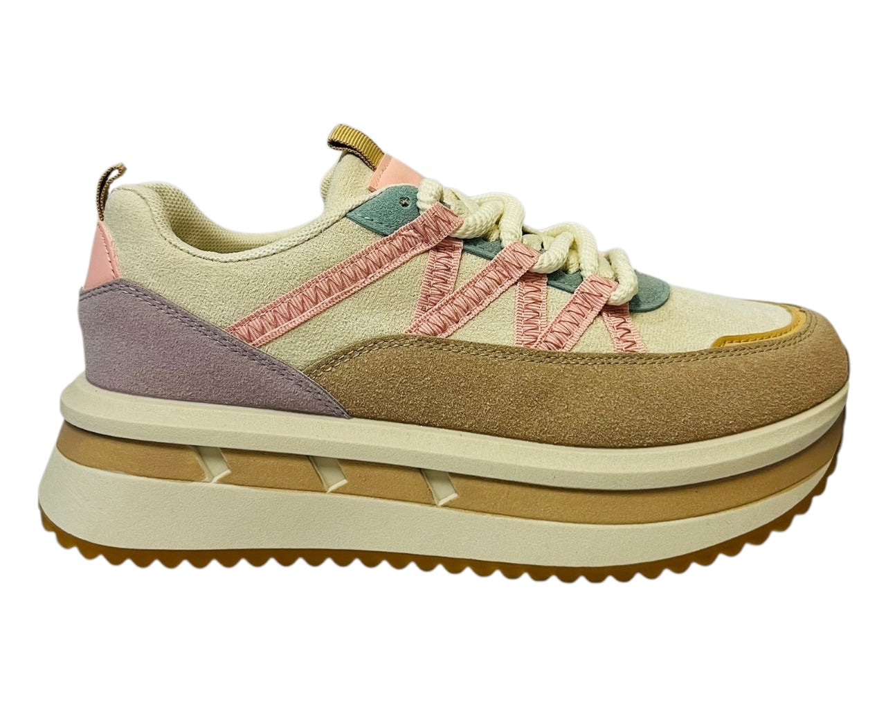 Women's Platform Faux Leather Lace Up Trainers