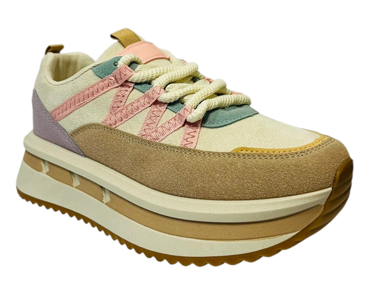 Women's Platform Faux Leather Lace Up Trainers